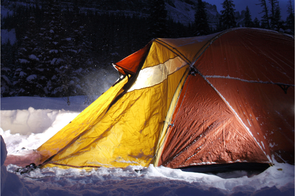 how to set up winter camping